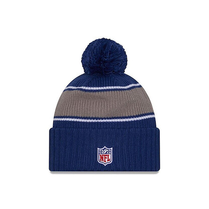 New Era Men's Royal Indianapolis Colts 2024 Sideline Cuffed Knit Hat with Pom