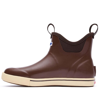 XTRATUF 6” Men’s Ankle Deck Boot Pro - Size 8, Brown - 100% Waterproof Triple-Dipped Rubber Footwear - Slip, Oil, Acid & Chemical-Resistant Protection - Non-Marking Outsole - Assembled in USA