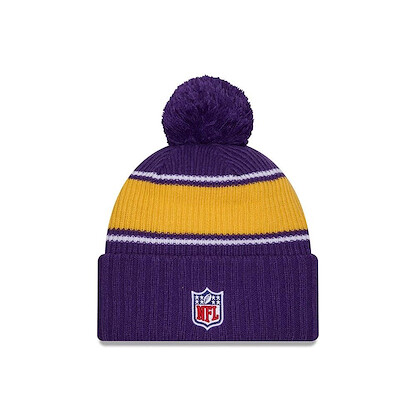 New Era Men's Purple Minnesota Vikings 2024 Sideline Cuffed Knit Hat with Pom