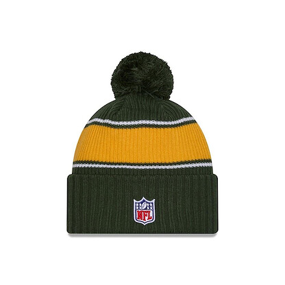 New Era Men's Green Green Bay Packers 2024 Sideline Cuffed Knit Hat with Pom
