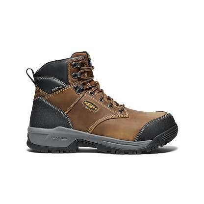 KEEN Utility Men's 6" Evanston  Composite Toe Internal Metatarsal Guard Waterproof Work Boots Bison/Black - 1029846