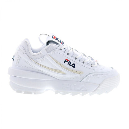 FILA Women's Disruptor II Energized Sneaker White/Fila Navy/Fila Red - 5XM02396-125