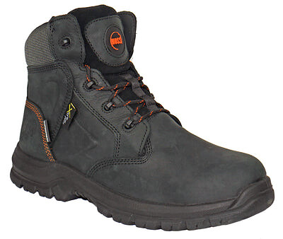 HOSS Men's 6'' Prowl Composite Toe Internal Metatarsal Guard PR Waterproof Work Boot Black Buffalo Leather - 60140