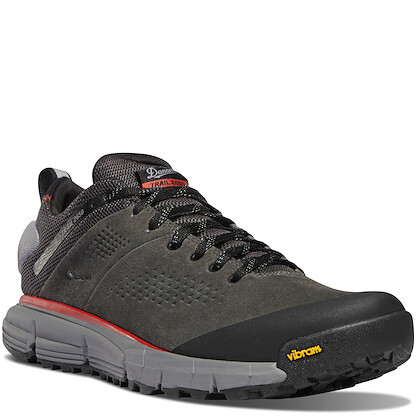 Danner Trail 2650 3” Waterproof Hiking Shoes for Men - Durable Leather & Textile Upper with Breathable Gore-Tex Lining and Vibram Traction Outsole, Dark Gray/Brick Red New - 14 EE