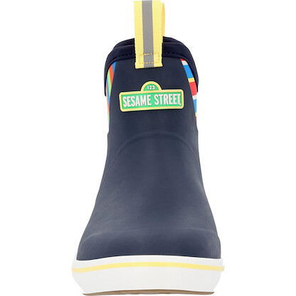 XTRATUF 6” Sesame Street Men’s Ankle Deck Boot - Size 7, Navy Multi - Lightweight, 100% Waterproof Rubber Footwear - Non-Marking, Slip-Resistant Outsole - Moisture-Wicking Liner