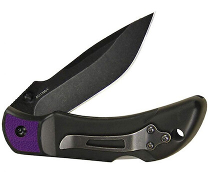 Outdoor Edge Cutlery Small Chasm Folding Knife 2.5" Black Stonewash Plain Blade, Purple Zytel Handle, Clam Package