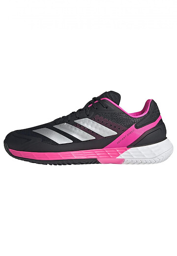 Adidas Men's Defiant Speed 2 Tennis Court Shoes Core Black/Silver Metallic/Lucid Pink - JH5139