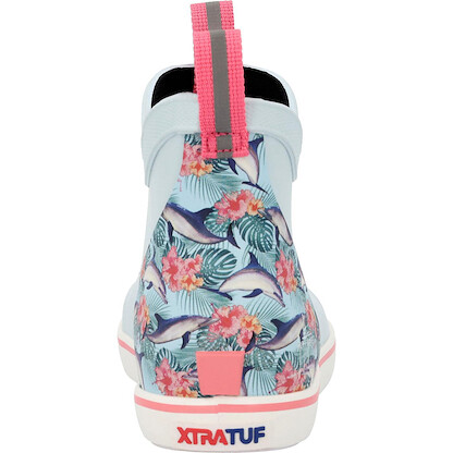 Kids' Ankle Deck Boot Guy Harvey, Blue And Dolphin Floral, Size 3(M)