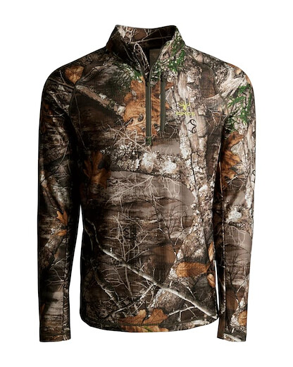 King's Camo XKG Performance Fleece 1/4 Zip | Lightweight Hunting Jacket | Archery | Athletic Fit (Realtree Edge,