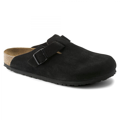 BIRKENSTOCK Unisex Boston Soft Footbed Black Suede (regular width) - 0660471