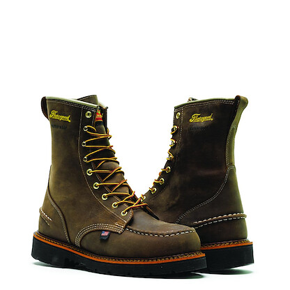 Thorogood 1957 Series 8” Waterproof Moc Toe Work Boots for Men - Soft Toe, Full-Grain Leather with Comfort Insole and Slip-Resistant Heel Outsole; EH Rated, Trail Crazyhorse - 11 M US