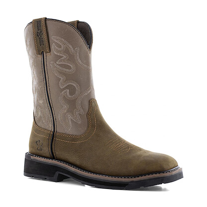 IRON AGE Men's Outlaw Steel Toe Wellington Work Boot Brown/Taupe - IA5041