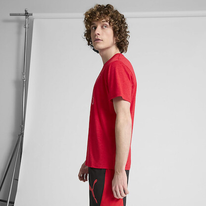 Puma Men's Train All Day Essentials Large Cat T-Shirt, for All Time Red Heather SS25, XX-Large