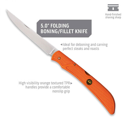 OUTDOOR EDGE Outfitter, 9-Piece Field to Freezer Hunting & Deer Butcher Knife Set with Caping Knife, Gut Hook Knife, Boning Fillet Knife, Knife Sharpener, Axe, Wood Bone Saw, Spreader, Cleaning Gloves