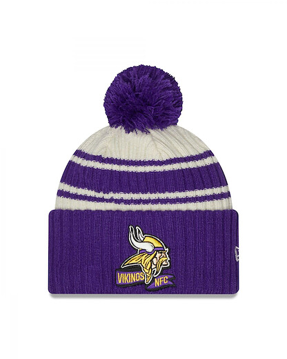New Era Minnesota Vikings NFL 2022 Sideline Sport Knit Chrome White Purple Beanie - One-Size