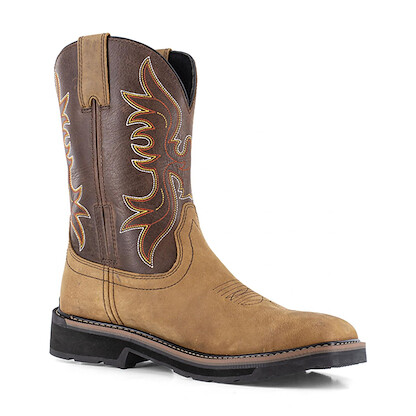 IRON AGE Men's Outlaw Steel Toe Wellington Work Boot Brown/Dark Brown - IA5040