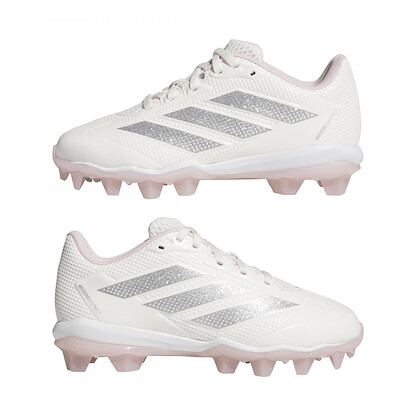 adidas Unisex-Kids Adizero Instinct 2.0 Molded Softball, Chalk White/Silver Metallic/Clear Pink, 13