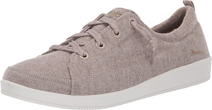 Skechers Women's Low-Top Trainers, Beige Charcoal Premium Wool Rose Gold Trim Sand, 7