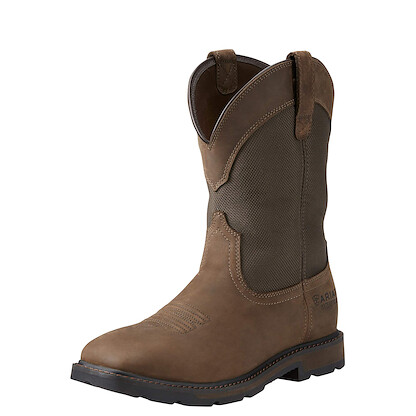 ARIAT WORK Men's 10" Groundbreaker Wide Square Toe Steel Toe Waterproof Work Boot Palm Brown - 10015196