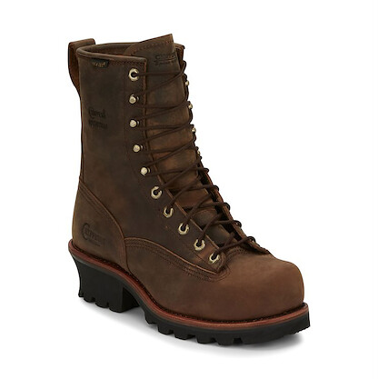 Chippewa Men's  8" Paladin Logger Lace-To-Toe Waterproof Steel Toe Boot Brown - 73101