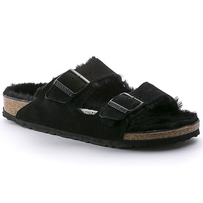 BIRKENSTOCK Unisex Arizona Shearling Black Suede/Black Shearling (regular width) - 0752661
