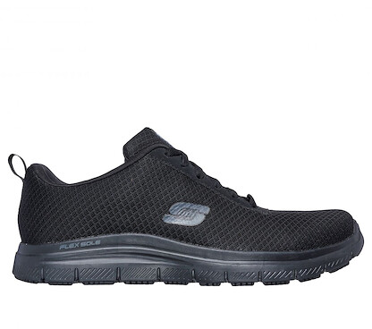 SKECHERS WORK Men's Relaxed Fit Flex Advantage - Bendon SR Soft Toe Slip Resistant Work Shoe Black - 77125/BLK