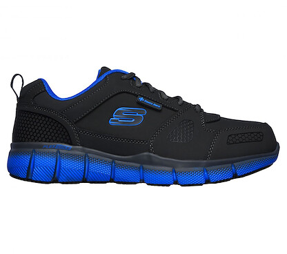 SKECHERS WORK Men's Telfin - Thordd ESD Soft Toe Work Shoe Charcoal/Blue - 77171-CCBL