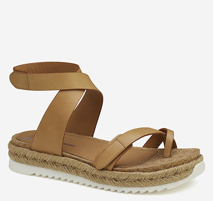 Johnston & Murphy Women's Michelle Ankle-Strap Thong Sandal Tan Calfskin - 78-14443