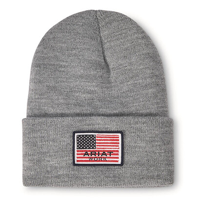 Ariat Men's American Flag Patch Beanie Heather Grey - 10041510