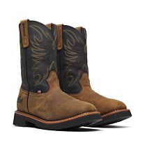 Thorogood Men's 11" Western Soft Toe EH Waterproof Pull-On Work Boots Black/Brown - 814-4330