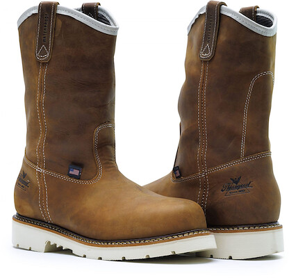Thorogood American Heritage 11” Waterproof Steel Toe Wellington Boots for Men Made from Premium Leather with Slip-Resistant Heel Outsole and Comfort Insole, Crazyhorse - 9.5-D