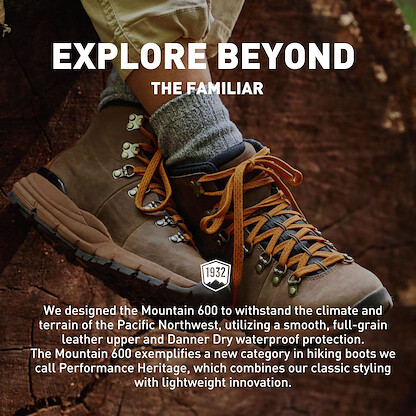 Danner Mountain 600 Waterproof Hiking Boots for Men - Lightweight, Durable Upper, Breathable Lining, Triple-Density Footbed & Vibram Traction Outsole, Chocolate Chip/Golden Oak - 10 EE