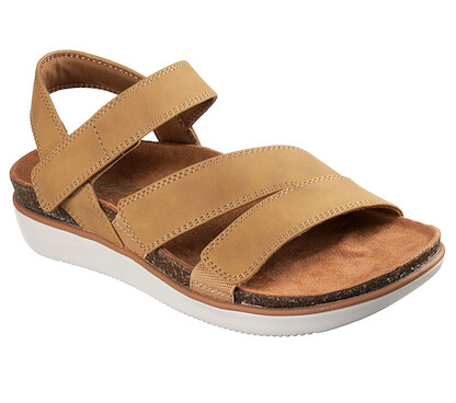 Skechers Women's LIFTED COMFORT flatform sandal, Chestnut 9 M