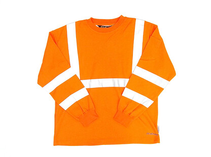 LaCrosse Men's High-Visibility Long Sleeved Crew T-Shirt Hi-Viz Orange - 14007510
