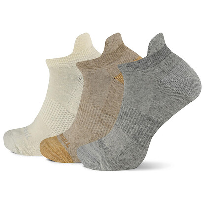 Merrell Unisex Trekker Outdoor Low Cut Tab Socks Tan Assorted (3 pairs) - MEA33506T3U2001-ASST