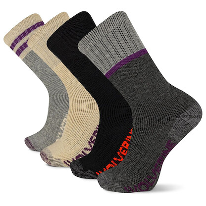 Wolverine Men's Wilderness Thermal Boot Crew Socks Grey Assorted (4 pairs) - WWM40014B4B2001-GYAST