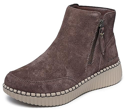 Skechers Women's WILSHIRE BLVD - WEEKEND CRUSH, Side Zip-Up boot with Air-Cooled Memory Foam, Chocolate, 5M