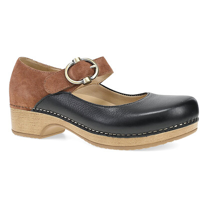 Dansko Women's Bonny Mary Jane Clog Black/Luggage Burnished Nubuck - 9444501400