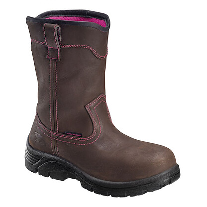 Avenger Women's 10" Framer Composite Toe EH Waterproof Wellington Work Boots Brown/Pink - A7146