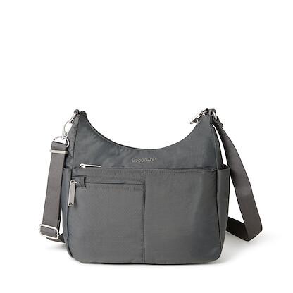 Baggallini Securtex Anti-Theft Free Time Crossbody Bag Charcoal - AFT464-B0021