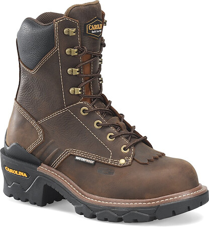 CAROLINA Men's 8" Cardinal Capacity Composite Toe Waterproof Logger Work Boot Dark Brown - CA7837