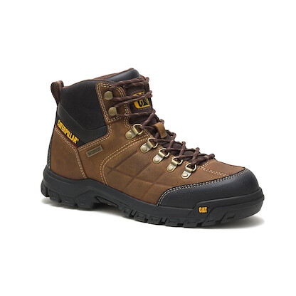 CATERPILLAR WORK Men's Threshold Waterproof Soft Toe Work Boot Real Brown - P74128