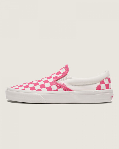 VANS Kids' Classic Slip-On Checkerboard Shoe Honeysuckle Pink/White - VN000CYGCHL
