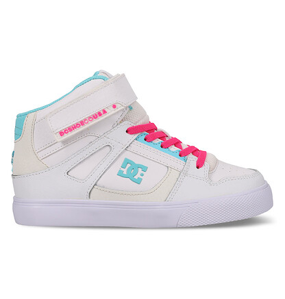 DC Kid's Pure Hi Top Ev Skate Shoes White/Pink/Blue - DC01794100-WHPKBL