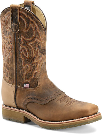 Double-H Boots Men's 11" Dwight Domestic Wide Square Steel Toe ICE™ Roper Western Work Boot Oldtown Folklore - DH3567