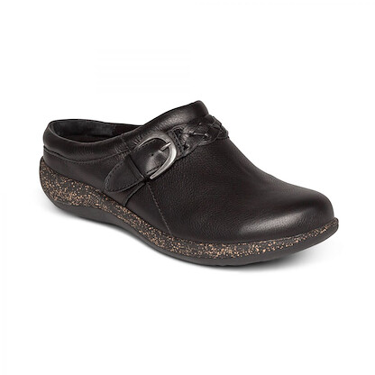 Aetrex Women's Libby Braided Clog Black Leather - DM200W