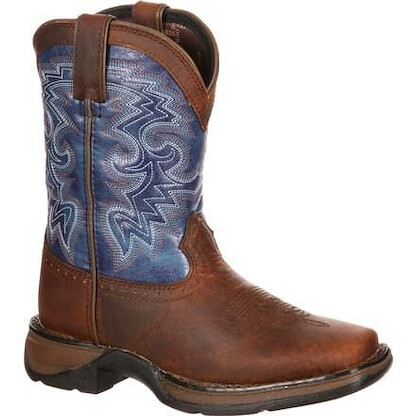 Durango Unisex Big Kids' 8" Lil' Durango Western Boot Brown/Blue - DWBT053