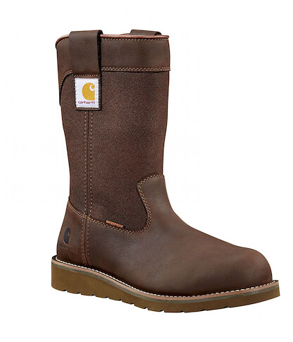 Carhartt Men's 10" Wellington Waterproof Steel Toe Wedge Boot Dark Brown/Nicotine - FW1230-M