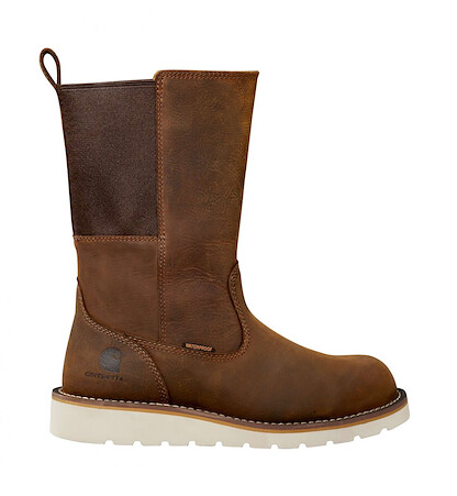 Carhartt Women's 10" Wellington Wedge Steel Toe Waterproof Work Boot Dark Brown - FW1234-W