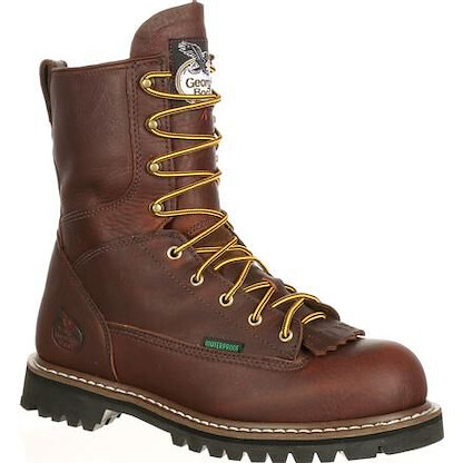 GEORGIA BOOT Men's 8" Lace-to-Toe Steel Toe Waterproof Work Boot Chocolate Brown - G103